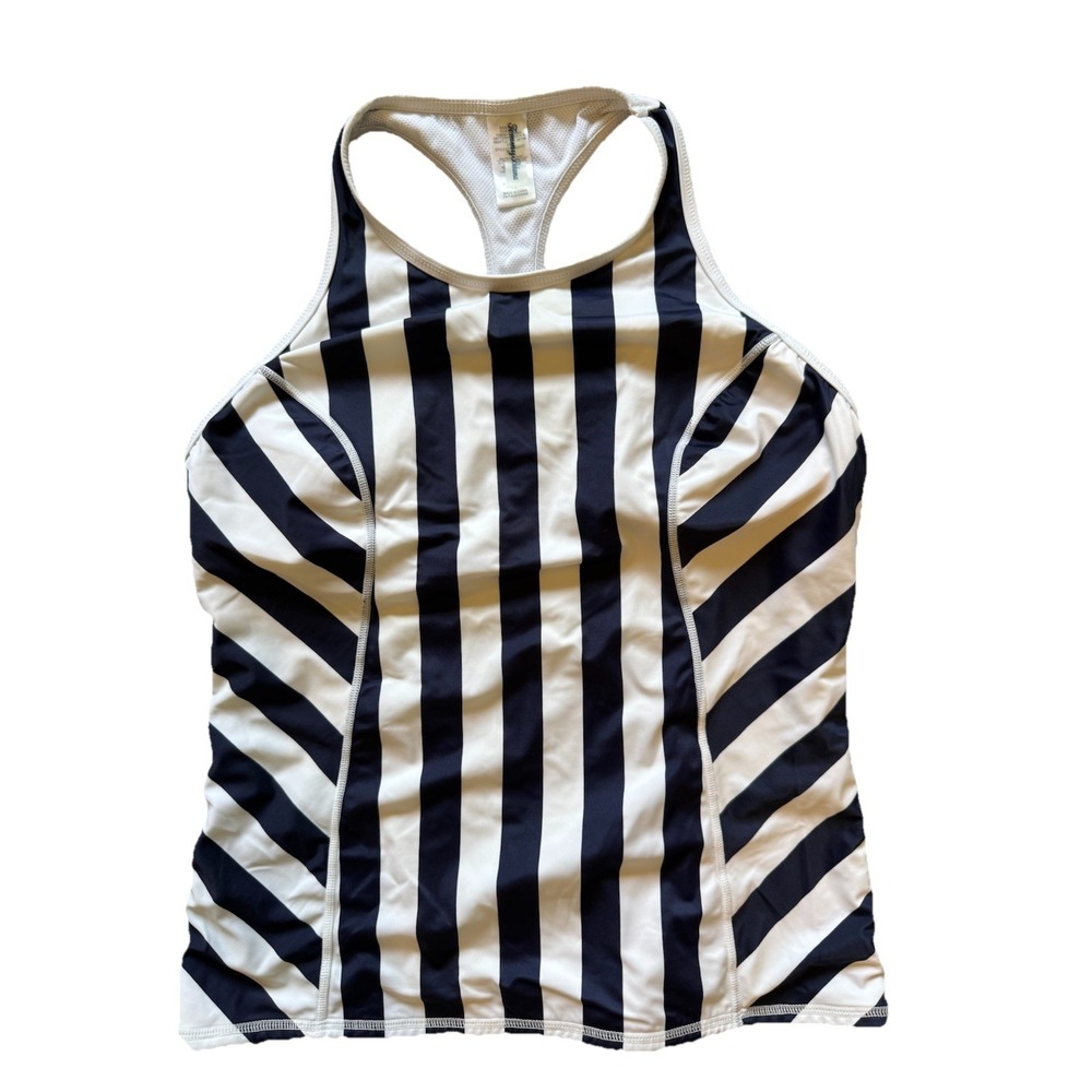 Tommy Bahama Women's Size L White/Blue Striped Tankini Top w/ Padded Shelf Bra